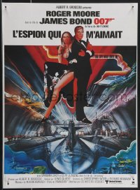 3g0056 SPY WHO LOVED ME French 16x21 R1984 art of Roger Moore as James Bond by Bob Peak!