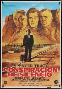 3g0007 BAD DAY AT BLACK ROCK Spanish R1981 art of Spencer Tracy & bad guys as Mt. Rushmore by Jano!