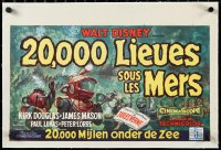 3j0535 20,000 LEAGUES UNDER THE SEA linen Belgian 1955 Jules Verne classic, art of divers, ultra rare!
