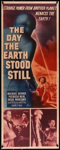 3j0078 DAY THE EARTH STOOD STILL insert 1951 sci-fi classic, art of Gort & Patricia Neal, rare!