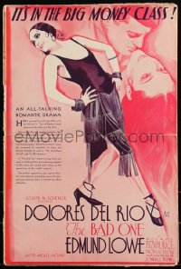 3j0031 BAD ONE pressbook 1930 great R.M. Bell art of sexy Dolores Del Rio, Edmund Lowe, ultra rare!