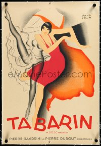 3j0798 BAL TABARIN linen 16x24 French special poster 1928 Paul Colin art of sexy dancer kicking leg!
