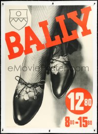 3j0525 BALLY linen 36x50 Swiss advertising poster 1930s cool art of women's shoes, ultra rare!