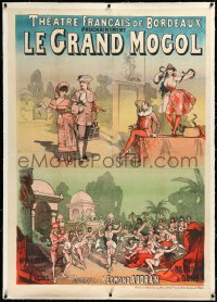3j0503 LE GRAND MOGOL linen 37x52 French stage poster 1886 Indian prince loves Parisienne, rare!