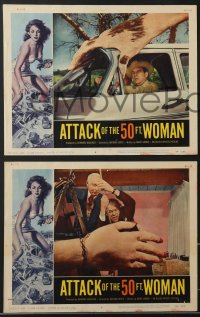 3j0295 ATTACK OF THE 50 FT WOMAN 8 LCs 1958 great giant hand special FX images, rare complete set!
