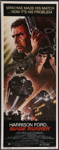 3m1073 BLADE RUNNER insert 1982 Ridley Scott sci-fi classic, art of Harrison Ford by John Alvin!