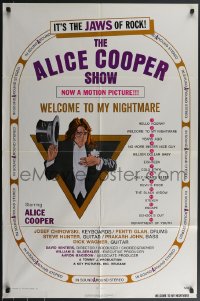 3p0629 ALICE COOPER: WELCOME TO MY NIGHTMARE 1sh 1975 JAWS of rock, art of Alice Cooper by Struzan!