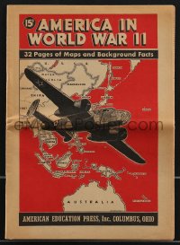 3p0282 AMERICA IN WORLD WAR II softcover book 1942 with 32 pages of maps & background facts!