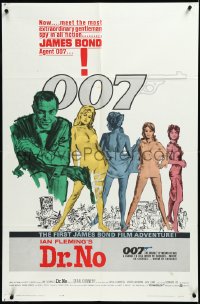 3p0702 DR. NO white smoke 1sh 1963 Connery is most extraordinary gentleman spy, 1st James Bond!