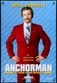 3r0654 ANCHORMAN teaser DS 1sh 2004 The Legend of Ron Burgundy, image of newscaster Will Ferrell!