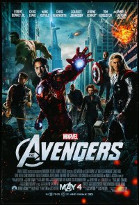 3r0661 AVENGERS advance DS 1sh 2012 Robert Downey Jr & The Hulk, assemble 2012!
