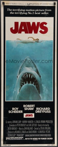3r0187 JAWS insert 1975 Steven Spielberg's classic movie & image, much more rare than the one-sheet!