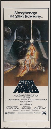 3r0190 STAR WARS insert 1977 George Lucas classic, iconic Tom Jung art of Vader over Luke & Leia!