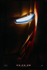 3r0811 IRON MAN teaser DS 1sh 2008 Robert Downey Jr. is Iron Man, cool close-up of mask!