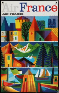 3r0599 AIR FRANCE 24x39 travel poster 1965 great colorful art by Jacques Nathan-Garamond!