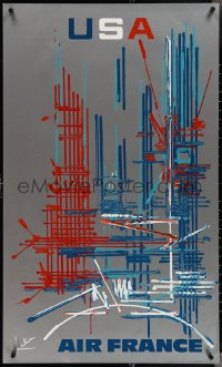 3r0600 AIR FRANCE USA 24x39 travel poster 1968 wonderful Georges Mathieu abstract art, very rare!
