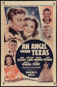3t0776 ANGEL FROM TEXAS 1sh 1940 Eddie Albert, Rosemary Lane, Wyman, Morris & Reagan, ultra rare!