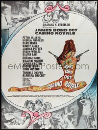 3t0024 CASINO ROYALE French 1p 1967 Bond spy spoof, sexy psychedelic Kerfyser art + photo montage!