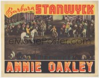 3t0644 ANNIE OAKLEY LC 1935 crowd watches Barbara Stanwyck with Buffalo Bill & Native Americans!