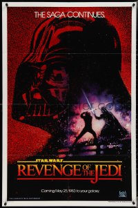 3t0985 RETURN OF THE JEDI dated teaser 1sh 1983 George Lucas' Revenge of the Jedi, Struzan art!