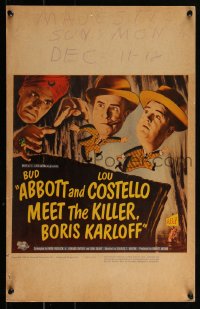 3t0141 ABBOTT & COSTELLO MEET THE KILLER BORIS KARLOFF WC 1949 wacky art of scared Bud & Lou!