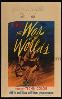3t0273 WAR OF THE WORLDS WC 1953 H.G. Wells classic produced by George Pal, best sci-fi artwork!