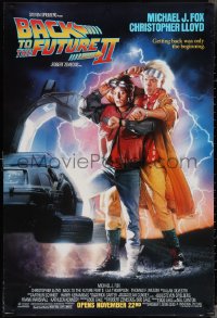3w0667 BACK TO THE FUTURE II advance 1sh 1989 Michael J. Fox & Christopher Lloyd by Drew Struzan!