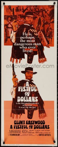 3w0579 FISTFUL OF DOLLARS insert 1967 Sergio Leone, Eastwood is perhaps the most dangerous man!