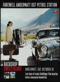 3w0191 BACKDROP SWITZERLAND 39x55 Swiss travel poster 2021 goodbye 007 gas station, Connery As Bond!