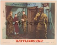 3x0186 BATTLEGROUND signed LC #8 R1954 by Denise Darcel, who's with Johnson, Hodiak & other soldier!