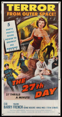 3y0145 27th DAY 3sh 1957 terror from space, five people given the power to destroy all mankind, rare!