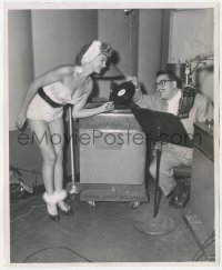 3y1274 AL JAZZBO COLLINS/BARBARA NICHOLS 8.25x10 still 1953 radio DJ & sexy actress with record!