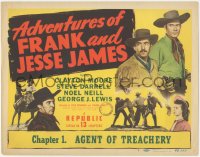 3y0510 ADVENTURES OF FRANK & JESSE JAMES chapter 1 TC 1948 outlaw Clayton Moore, full-color image!