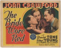 3y0516 BRIDE WORE RED TC 1937 Joan Crawford between Robert Young & Franchot Tone, ultra rare!