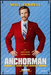 3z0783 ANCHORMAN teaser DS 1sh 2004 The Legend of Ron Burgundy, image of newscaster Will Ferrell!
