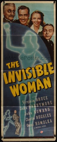 3z0498 INVISIBLE WOMAN insert 1940 great art of invisible Virginia Bruce & Barrymore, ultra rare!
