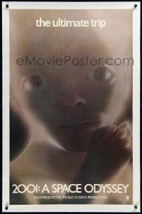 4d0505 2001: A SPACE ODYSSEY linen star child wilding 1sh 1970 most rare & desirable, ultimate trip!