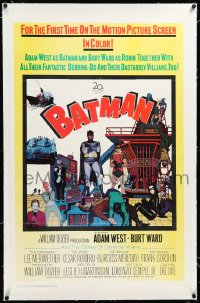 4d0523 BATMAN linen 1sh 1966 Adam West & Burt Ward, villains Meriwether, Romero, Meredith & Gorshin!