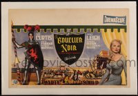 4d0435 BLACK SHIELD OF FALWORTH linen Belgian 1954 Bos art of knight Tony Curtis & sexy Janet Leigh!