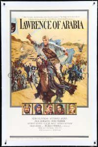 4d0641 LAWRENCE OF ARABIA linen pre-Awards 1sh 1963 David Lean, Terpning art of O'Toole on camel!