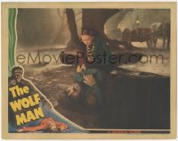 4d0091 WOLF MAN LC 1941 Maria Ouspenskaya finds unconscious Lon Chaney Jr. as the monster, rare!