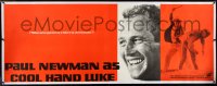 4d0068 COOL HAND LUKE linen paper banner 1967 Paul Newman w/famous smile, cool image & tagline, rare!
