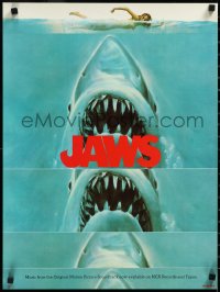 4d0296 JAWS 18x24 soundtrack poster 1975 far sexier Kastel art of shark attacking swimmer, rare!