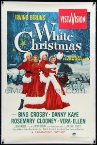 4d0769 WHITE CHRISTMAS linen 1sh 1954 great art of Bing Crosby, Danny Kaye, Clooney & Vera-Ellen!