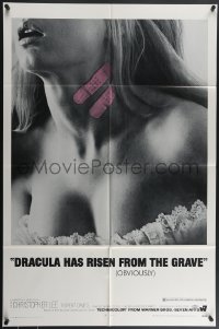 4f0764 DRACULA HAS RISEN FROM THE GRAVE 1sh 1969 Hammer, c/u of sexy girl with bandaids on her neck!