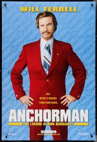 4g0781 ANCHORMAN teaser DS 1sh 2004 The Legend of Ron Burgundy, image of newscaster Will Ferrell!