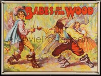 4g0178 BABES IN THE WOOD stage play British quad 1930s artwork of kids watching men duelling!