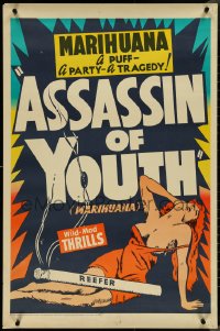 4g0207 ASSASSIN OF YOUTH 25x38 commercial poster 1969 marijuana, weed became a national menace!