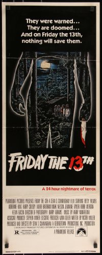 4g0530 FRIDAY THE 13th insert 1980 great Alex Ebel art, slasher classic, 24 hours of terror, rare!