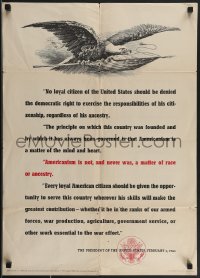 4g0481 AMERICANISM IS NOT & NEVER WAS A MATTER OF RACE OR ANCESTRY 20x28 WWII war poster 1943